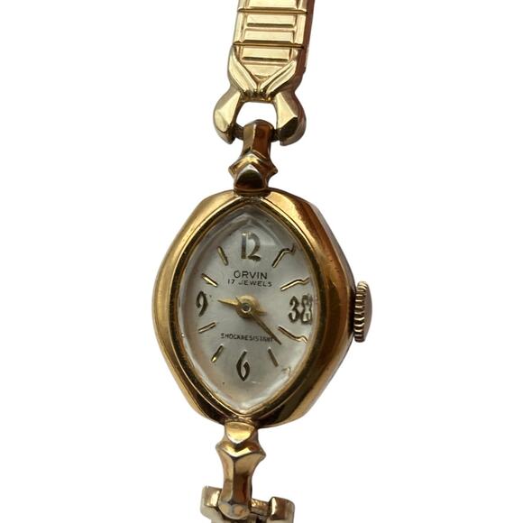 Orvin 17 Jewels Working Wind Up Womens Watch 17mm Shock Resistant Mechanical - Picture 1 of 5